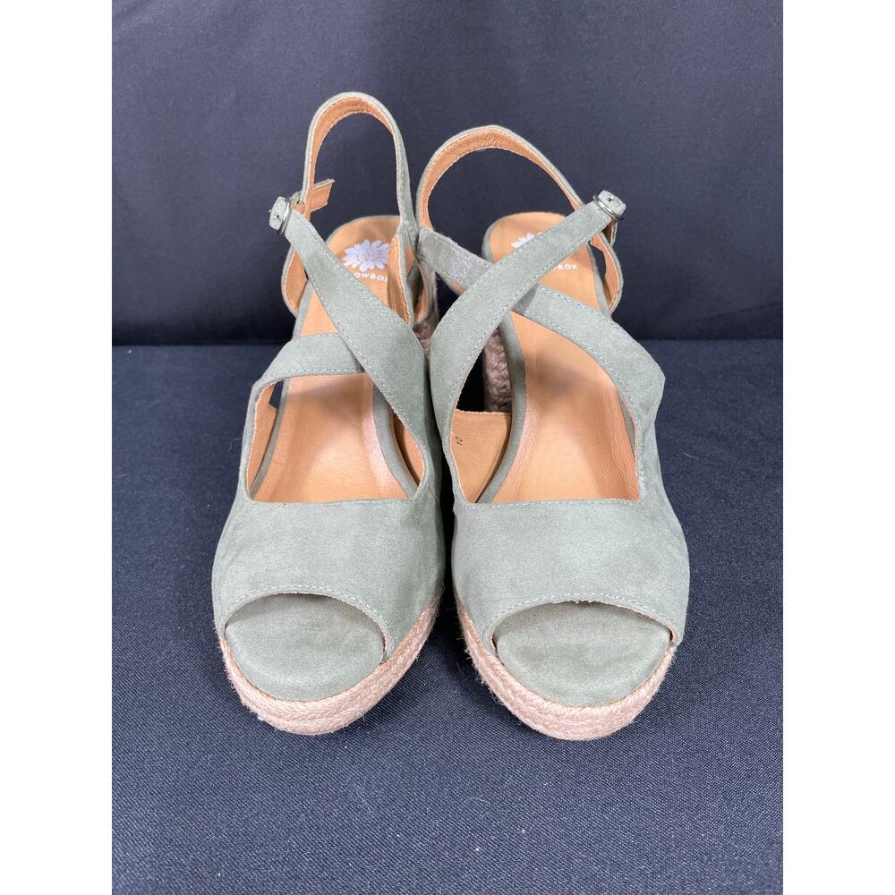 YELLOWBOX Sage Green Heeled Sandal, Criss Cross Straps Embellished with Rope, 10